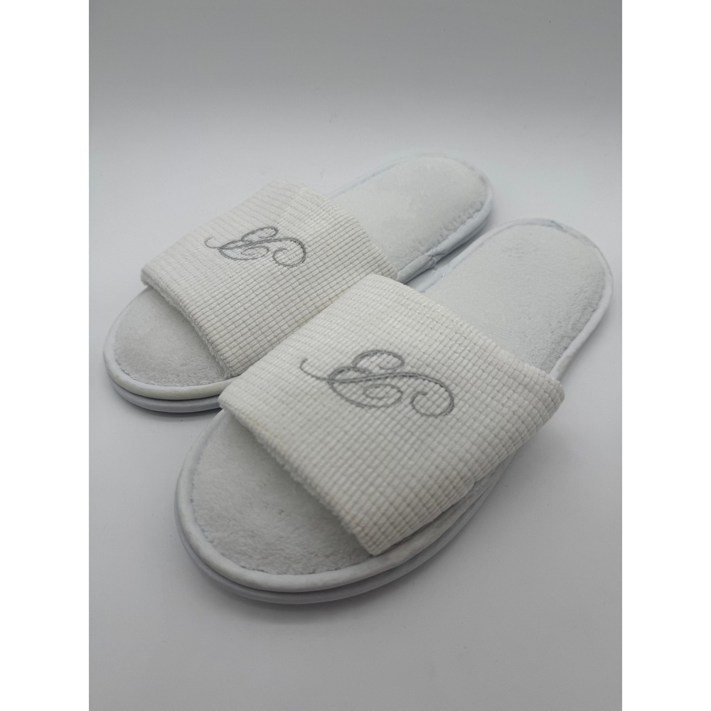 White‎ Plush Slide Slippers Women's 8 EU 39 Soft Indoor House Shoes
